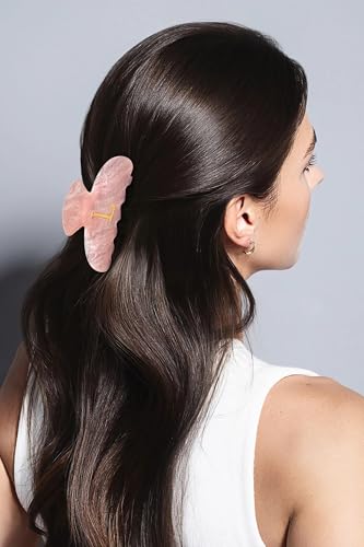 Image of LILIE&WHITE Acrylic Letter Hair Clips For Women Stylish L Monogram Hair Claw Alphabet Hair Clip Fashion Glitter Claw Clips Elegant And Durable Hair Accessory Large Hair Clips Pink L