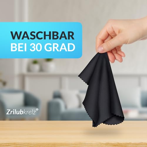 Zrilubkrelz® 8 Brillenputztücher in Optikerqualität - 20 x 20cm - Mikrofaser - Extra Weich & Saugstark