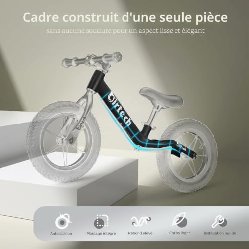 H.yeed Draisienne de 12 Pouces pour garçons et Filles âgés de 3 à 6 Ans, vélo léger sans pédales avec siège réglable et pneus gonflables, Roue en Nylon pour Tout-Petits – vue 3