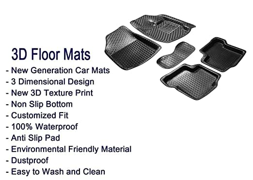 Image of EVA-Plastic 5D Car Floor Mats Compatible with Hyundai i10 Nios (Model : 2019-Till Date)-Black
