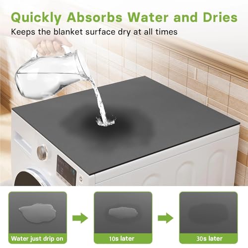 PPQIRU Washer And Dryer Cover For Top Washing Machine Mat Cover Kitchen Drain Pad Solid Color Table Mats Dryer Top Protector Rug Non Slip Bath Mat For Laundry(Purple,L) - Image 3