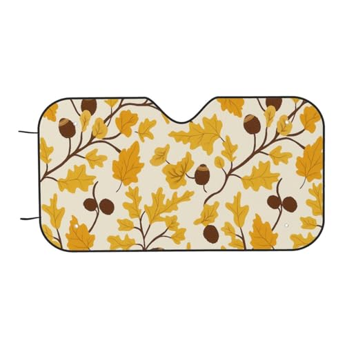 Parasol para parabrisas delantero de coche con diseño de hojas de otoño y piñones de 70x130cm