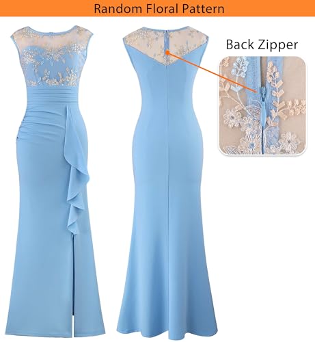 Image of VFSHOW Womens Formal Ruched Ruffles Evening Prom Wedding Party Maxi Dress