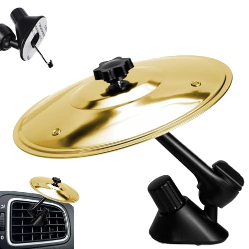 Car Cymbal Car Symbol Drum for Vehicle Air Vent Mini Car Drums with 360 Swivel Head Gold Finish Decorative Car Accessory for Music Enthusiasts and Driving Entertainment