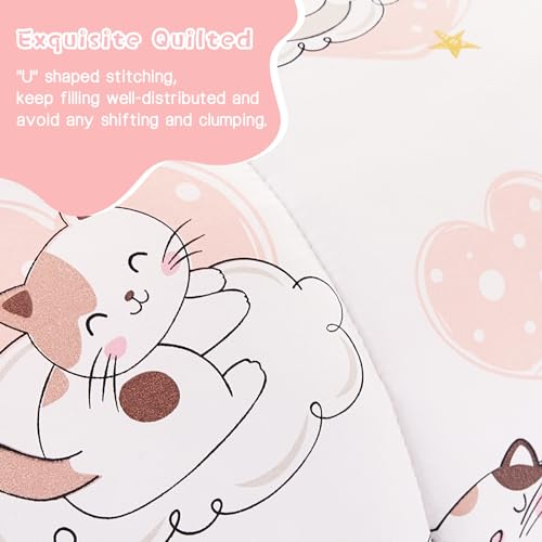Image of Yibeizi Cat Kids Full Bed Comforter Set for Girls Kitty Bedding