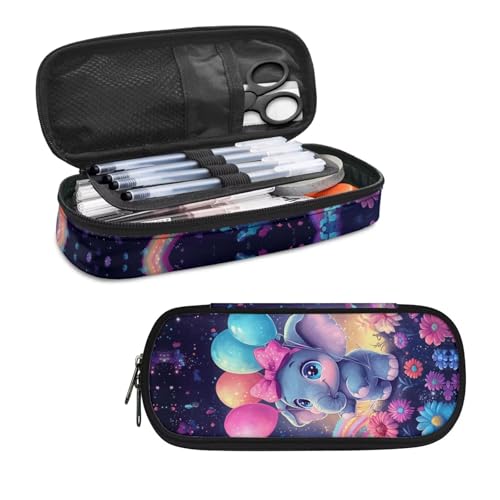 Image of Elephant Pencil Case for Girls Boys Kids Pen Bag School Pencil Pouch Sturdy Pen Holder Box Stationery Organzier Markers Cases Women Men School Office Gifts