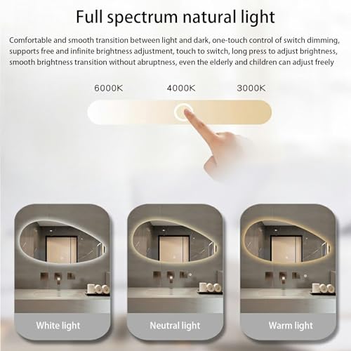 Miroir de bain LED éclairage ajustable et miroir de maquillage mural anti-explosion - 5