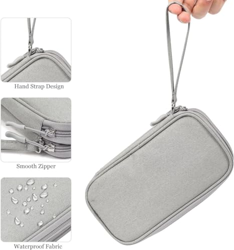 sansheng Electronics Accessories Organizer Pouch Bag, 2 Pack Travel Universal Organizer For Cable, Charger, Phone, SD Card, Business Travel Gadget Bag With Zipper (Black and Grey)