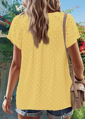 BETTE BOUTIK Women Summer Shirts Short Sleeve V Neck Tops Fashion Casual Blouses4