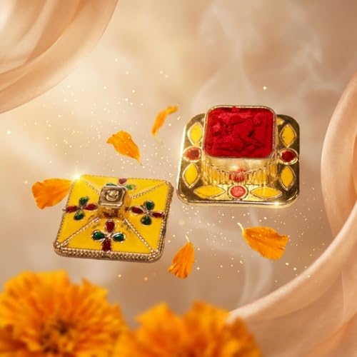 Image of Indian Dark Red Pure Kumkum Powder (Sindoor, Kumkuma, Kum Kum) For Makeup, Pooja And Other Hindu Ritual (Fancy Box 2)