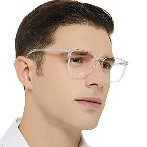 OCCI CHIARI Fashion Reading Glasses 3.5 Men, Mens Large Retro Reader, Magnifying Clear Glasses for Reading (Transparent,350)