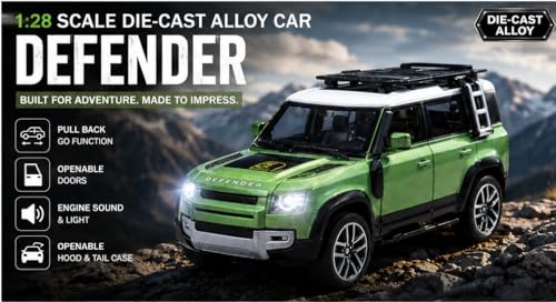 Image of Defender RR 1:28 Scale Model Car Exclusive Alloy Metal Pull Back Die-cast Car Metal Pullback Toy car with Openable Doors & Light Music Best Gifts Toys Kids (Color As Per Stock)