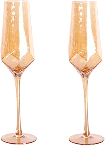 Copas de vino ámbar vintage, juego de 2 copas de vino de tallo largo, copas de champán, copas de copa sin plomo, elegantes copas de vino ideales