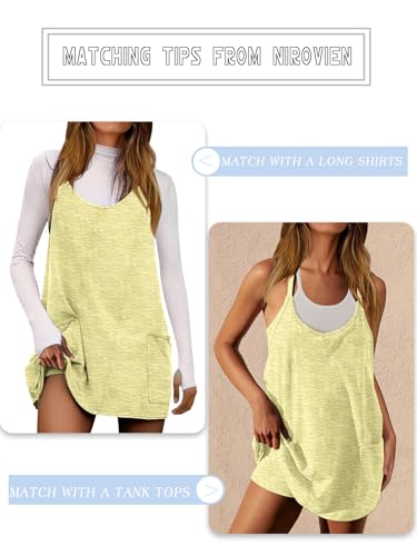 Image of Nirovien Womens Tennis Dress Workout Mini Dress with Shorts Sleeveless Spaghetti Straps Golf Athletic Dresses