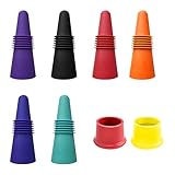 【Material】 Estos tapones están hechos de silicona y acero inoxidable, que son resistentes y duraderos, no se rompen, no se decoloran, reutilizables, bajas emisiones de carbono y respetuosas con el medio ambiente y no afectarán al sabor de tu vino y bebidas.