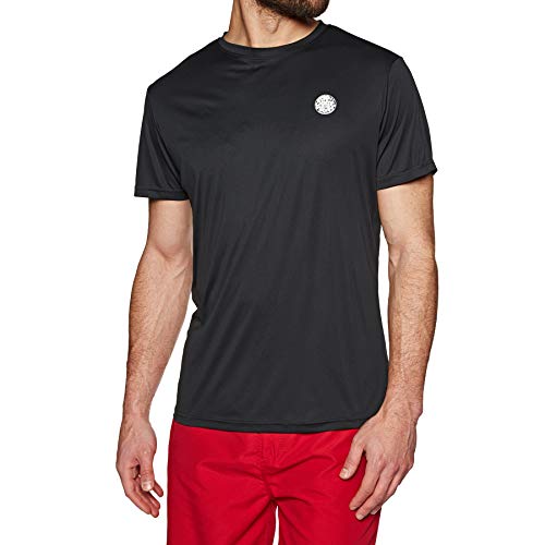 Rip Curl Mens Search Surflite Short Sleeve Rash Vest Top Black - Short Sleeve and T Shirt Style fit - UPF50+