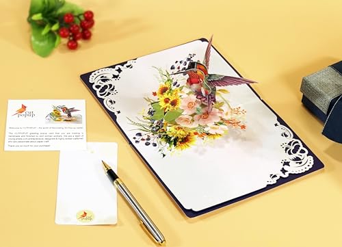 CUTPOPUP-Hummingbird-Birthday-Card-Pop-Up-Mothers-Day-Card-Fathers-Day-Card-Mothers-Day-3D-Popup-Greeting-Birthday-Card-for-Women-Wife-Grandma-Hummingbird-Sunflower 41sEVrV3AGL