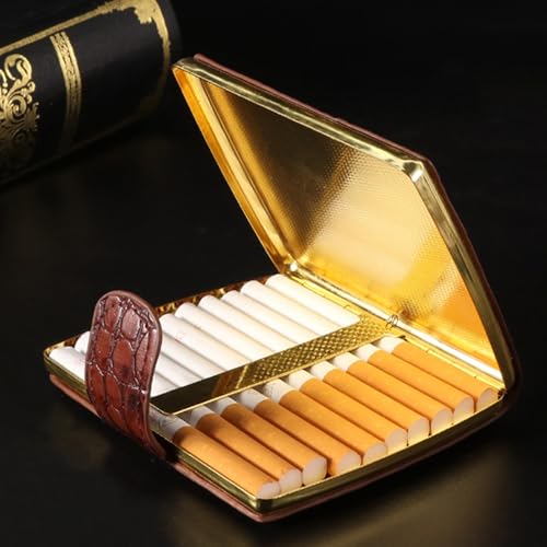 Étui à cigarettes de qualité supérieure fini cuir marron