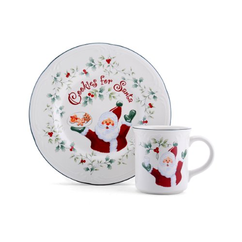 Pfaltzgraff Winterberry Cookies And Milk For Santa Set