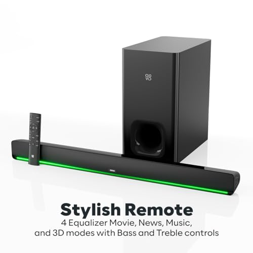 Image of GOVO GoSurround 960W | 550Watt Sound bar, 2.1 Channel Home Theatre, 8 inch subwoofer, HDMI, Opt, AUX, USB & Bluetooth, 4 Equalizer Modes, Stylish Remote & LED Display (Black)