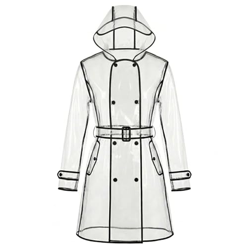 Manteau de pluie portable imperméable pour femme,Poncho transparent et réutilisable résistant à...