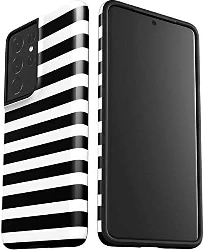 Skinit Pro Phone Case Compatible with Samsung Galaxy S21 Ultra 5G Originally Designed White and Black Stripes Design