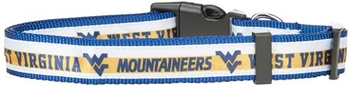 Pets First Collegiate PET Collar New Version West Virginia Mountaineers Dog Collar, Size Large. Best Sports Team Color for Dogs & Cats. A Shiny & Colorful Dog & Cat Collar Licensed by The NCAA