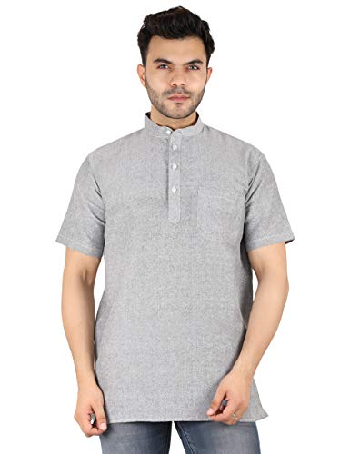 Image of LATEST CHIKAN Men's Cotton Regular Casual Strped Short Kurta Half Sleeves - (SK-LJ.DS.AS)
