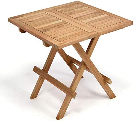 LINKLIFE Teak Patio Folding Coffee Table - Wood Square Portable Folding End Table Outdoor Wooden Side Table Ideal, for Camping and Dining (20 inch)
