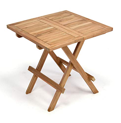 LINKLIFE Teak Patio Folding Coffee Table - Wood Square Portable Folding End Table Outdoor Wooden Side Table Ideal, for Camping and Dining (20 inch)