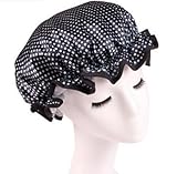 Fashion Design Stylish Reusable Shower cap with Beautiful pattern and color (Adult Size, Black and...