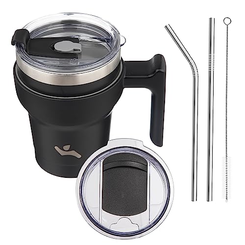 Image of Konokyo 10 oz Tumbler with Handle and Straw, Insulated Travel Mug