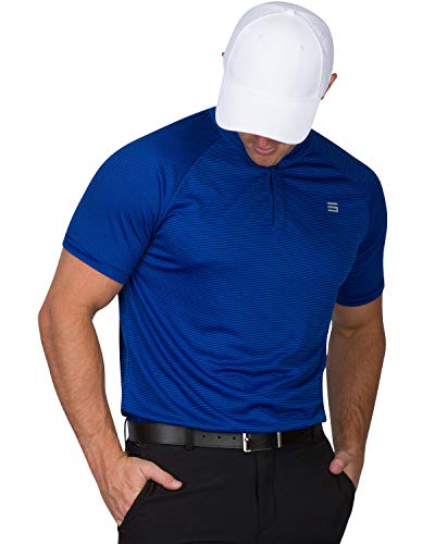 Three Sixty Six Collarless Golf Shirts For Men - Men’s Casual Dry Fit Short Sleeve Polo, Lightweight And Breathable Royal Blue #TOP1