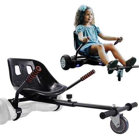 Hoverboard Seat Attachment for 6.5”-10” Hover Board, Buggy Go Kart Conversion Kit, Accessory for Self Balancing Scooter, Hoverboards Go-Cart for Kids or Adults, Black Cover