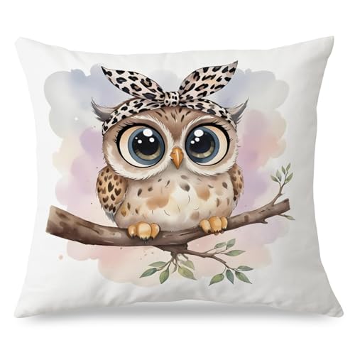 JINYO Owl Pillow Covers 18x18 Inches, Owl Gifts for Owl