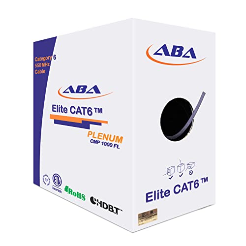 Elite Cat6 Plenum (CMP), Ethernet Cable 1000ft, Unshielded Twisted Pair (UTP) 23AWG, Solid Pure Bare Copper, 550MHz, UL Certified, Easy to Pull (Reelex II) Box, Bulk Networking Cable, Violet