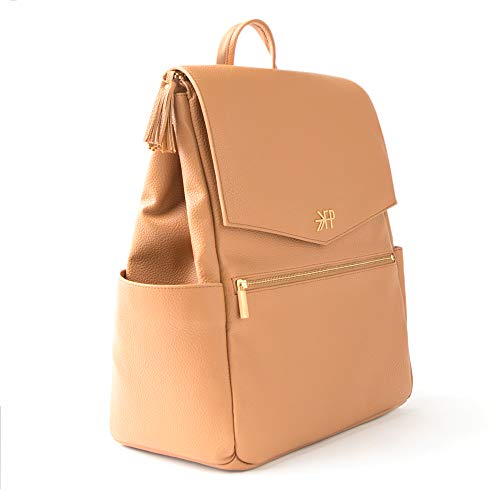 Freshly Picked - Convertible Classic Diaper Bag Backpack - Large Internal Storage 10 Pockets Wipeable Vegan Leather - Butterscotch Tan - Thumbnail 2