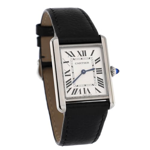 Pre-Loved Must de Cartier Tank Quartz Watch Stainless Steel and Leather 252