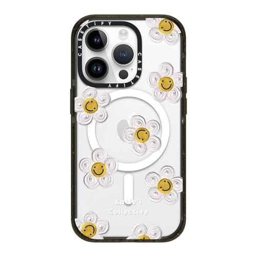 CASETiFY �C���p�N�g iPhone 14 Pro �P�[�X [MIL�K�i���� (4x MIL-STD-810G)/2.5m����̗����������N���A/MagSafe �ɑΉ�] - Daisy by Katie-s Collective - �u���b�N