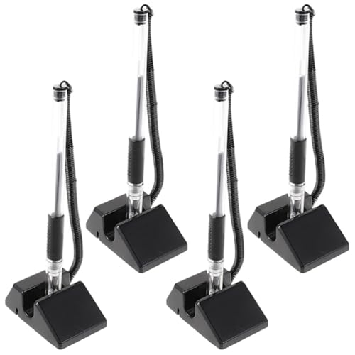 Cabilock Lot de 4 Stylos de Comptoir Antivol avec Support Adhésif, Stylo de Récurité à Encre Gel Noir 0,5mm, de Réception pour Bureau, Banque et Commerce | Accessoires de Bureau Professionnel