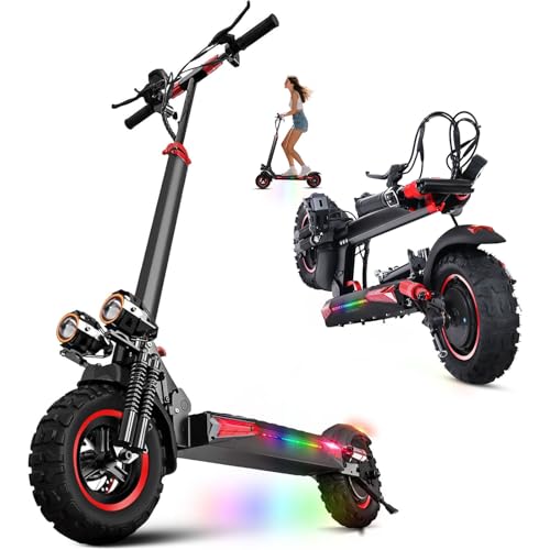 11" Off-Road Electric Scooter Adults – 1200W Motor，48V 18AH Battery，36 Miles Long Range 34MPH Fast E-Scooter with Seat,Dual Suspension Dual Brakes, All-Terrain Foldable E-Scooter with Detachable Seat