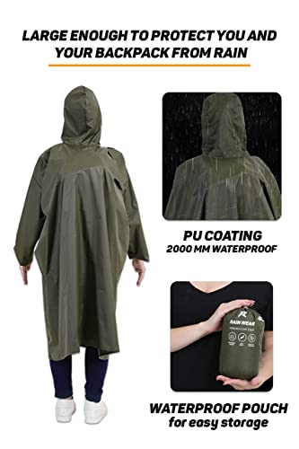 Image of ROCKSPORT Unisex Hooded Rain Poncho for Adult,Waterproof, lightweight,Reusable& Packable, One Size Fits Most, Free Size