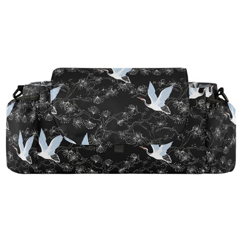 Burbuja Elegant Cranes Stroller Organizer with Insulated Cup Holders, Non-Slip Stroller Caddy Universal Fits Most Strollers, Nursery Accessories