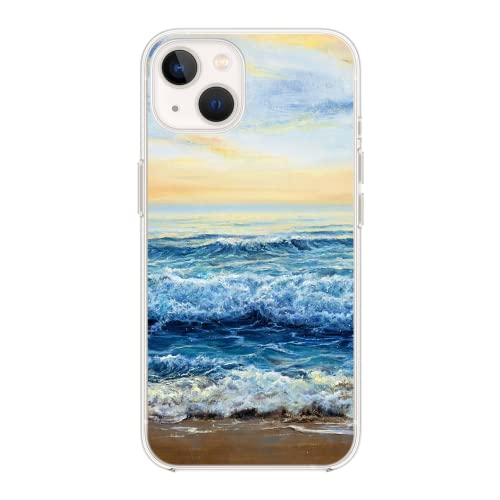 Coque iPhone 14 transparente compatible protection TPU souple motif plage 6,1 pouces