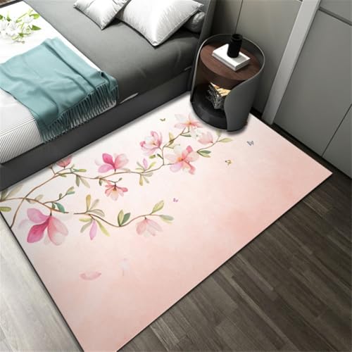 Tapis lavable en machine grand format 120x180cm motif fleurs