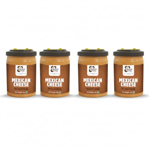 Image of Browntree Mexican Cheese Seasoning Powder-200g| Pack of 4- Each Pack 50g | Popcorn, Fajita, Fries, Taco, Tacos, Nachos, Tortillas, Burrito, Enchilada | Healthy and easy to make