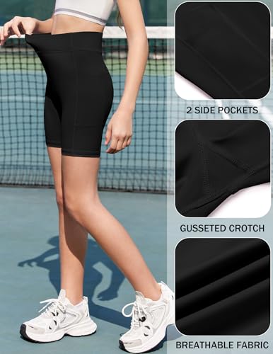 Zaclotre Shorts de bicicleta para meninas com bolsos infantil 12,7 cm, cintura alta, ioga, treino, c