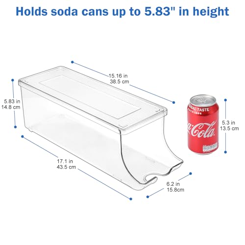 Puricon 2 Pack Soda Can Organizer Dispenser for Refrigerator, Plastic Canned Food Pop Beverage Container Holder Storage Bin with Lid for Freezer Rack Pantry Cabinet Cupboard Kitchen -Standard by Puricon - Used condition - US$16.24