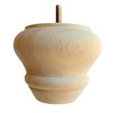 DESIGN 59 3 Inch, Set of 4, Hardwood Unfinished Bun Feet, Wood Furniture Legs for Couches, Dressers, Sofas, Upholstery and Reupholstery and Other Furniture