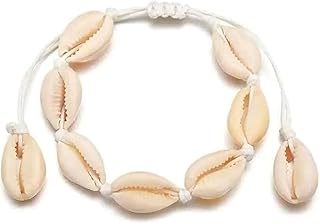 إسورة للجنسين، مصنوعة من الصدف البحري، بلون أبيض وتصميم بوهيمي للشاطئ، مقاس كبير